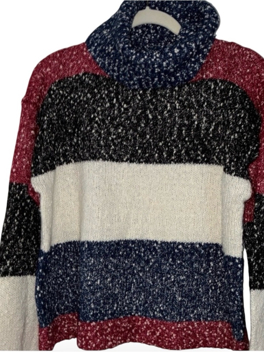 G.I.L.I Multicolor Turtleneck Sweater - Red, Black, Blue,‎ White Sz XS EUC